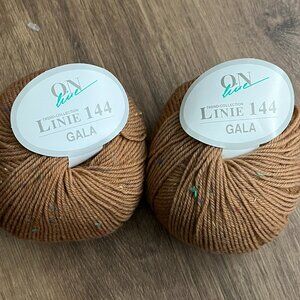 Linie 144 Gala 100% Wool Yarn Bundle Caramel Tan Brown with Multi Color Flecks (